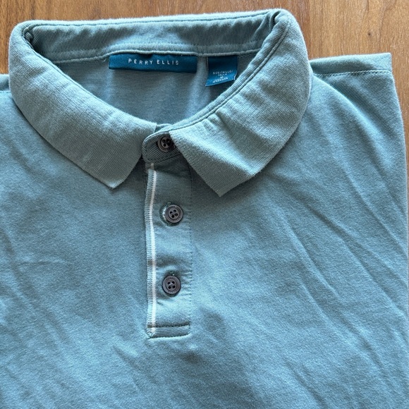 Perry Ellis Men's Teal Polo Shirt - Picture 1 of 5